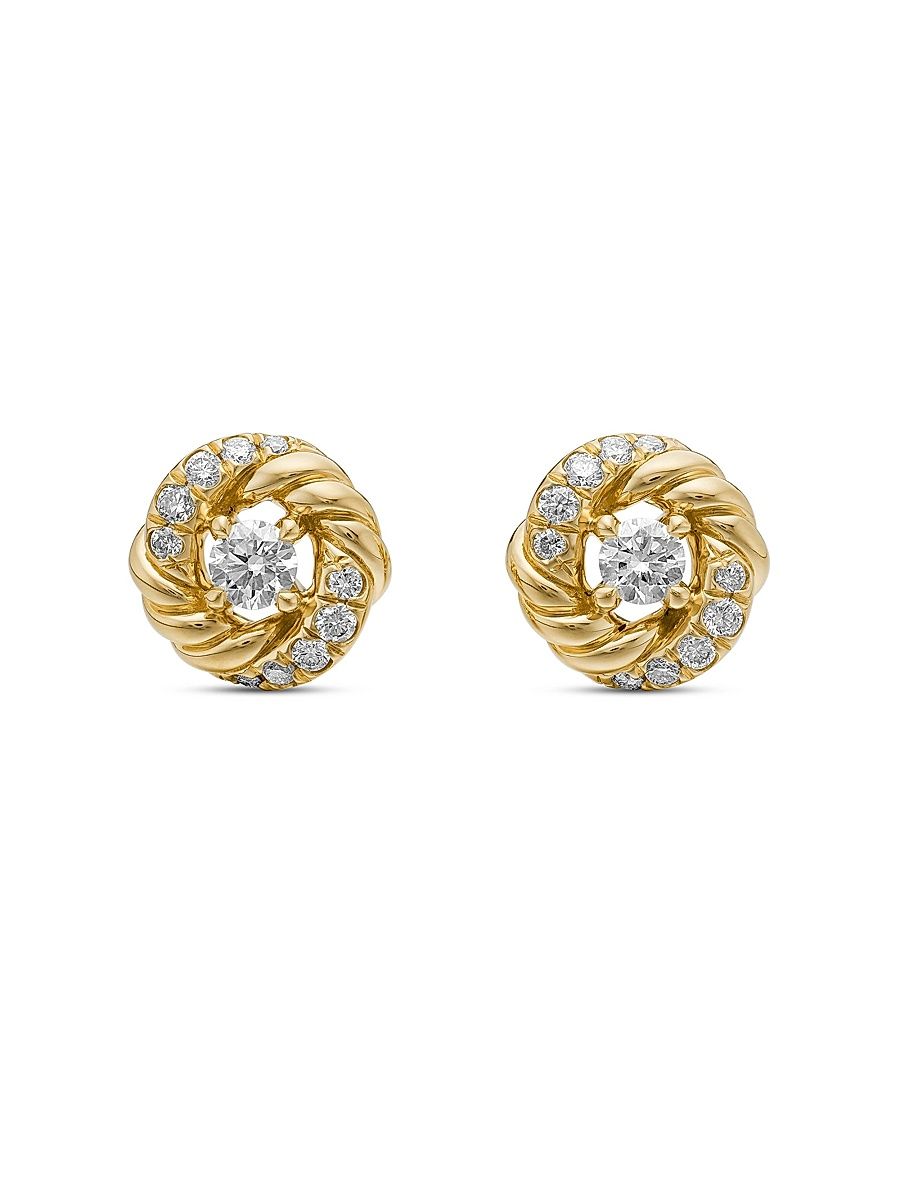 Women's Petite Infinity Stud Earrings in 18K Yellow Gold with Diamonds, 7.8mm - Diamond