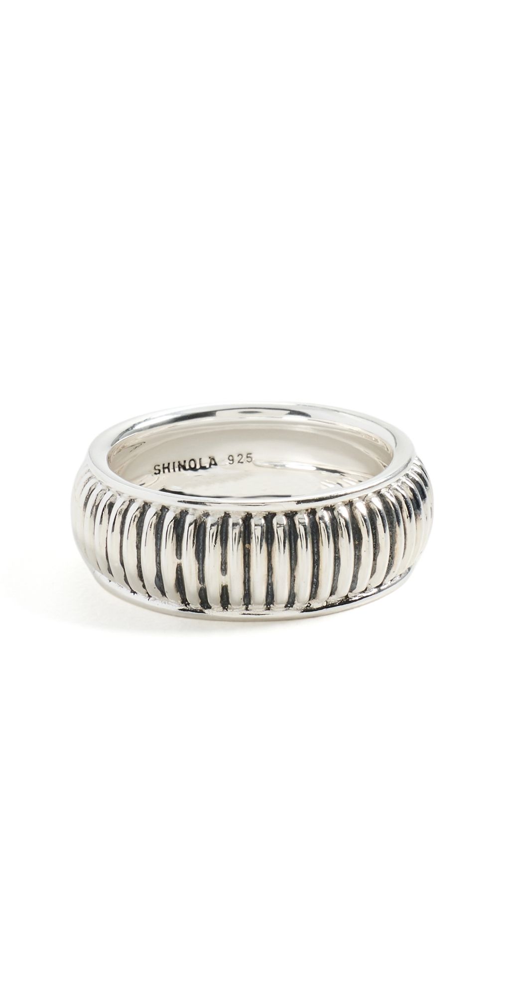 Shinola Sterling Silver Coin Edge Band 10MM Sterling Silver 8