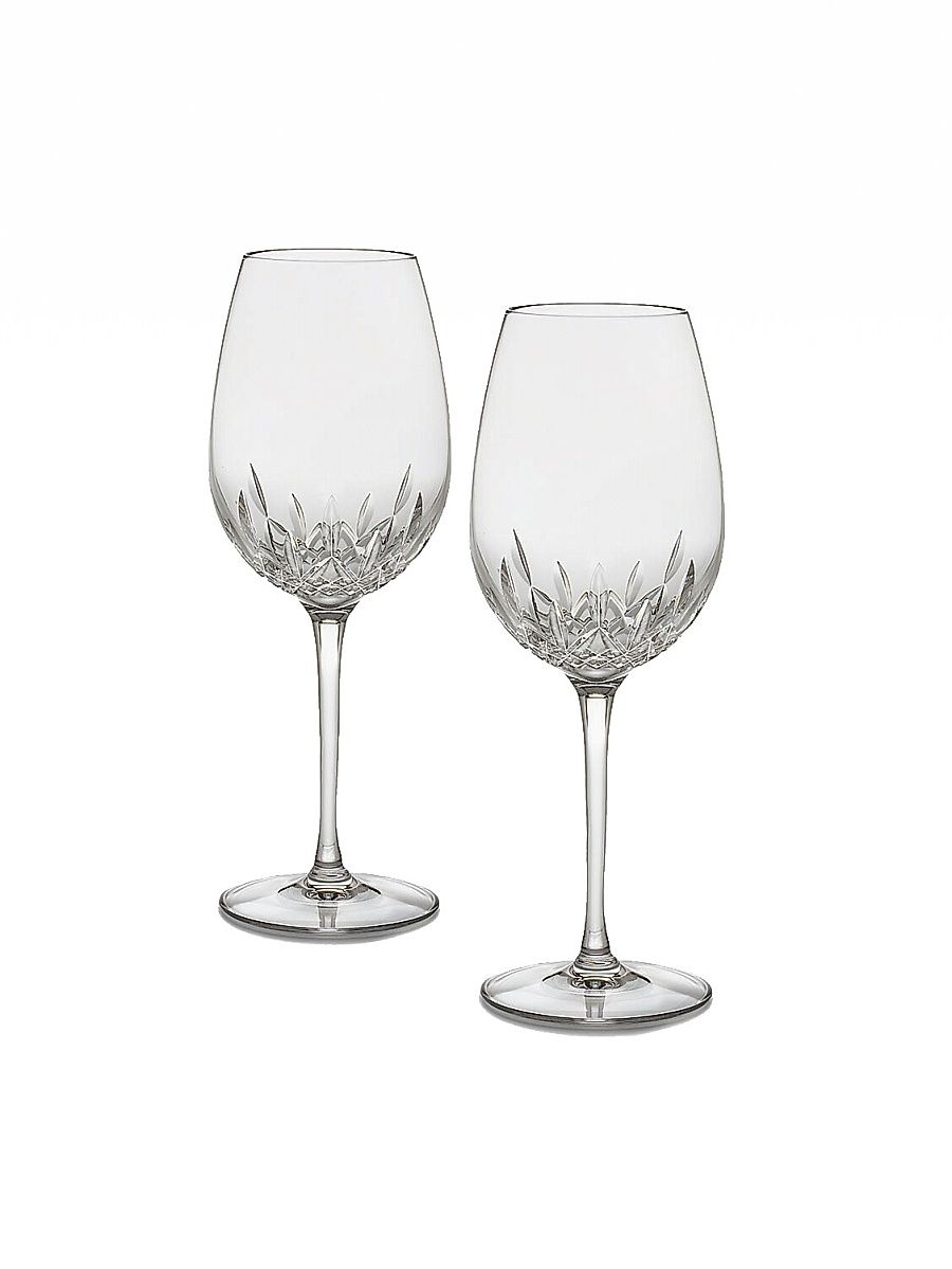 Set of Two Lismore Essence Crystal Red Wine Glasses - Clear