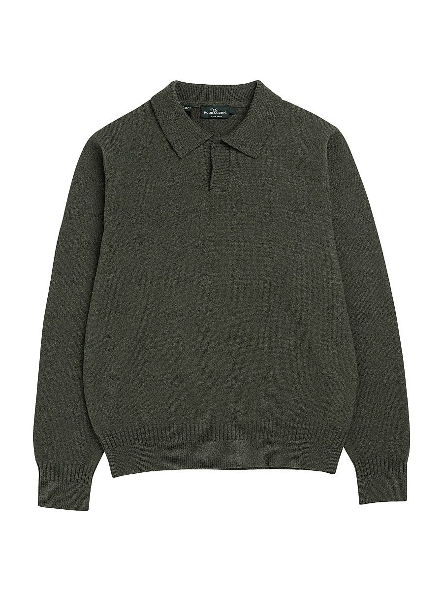 Men's Kingswood Wool-Blend Polo Sweater - Thyme - Size Large