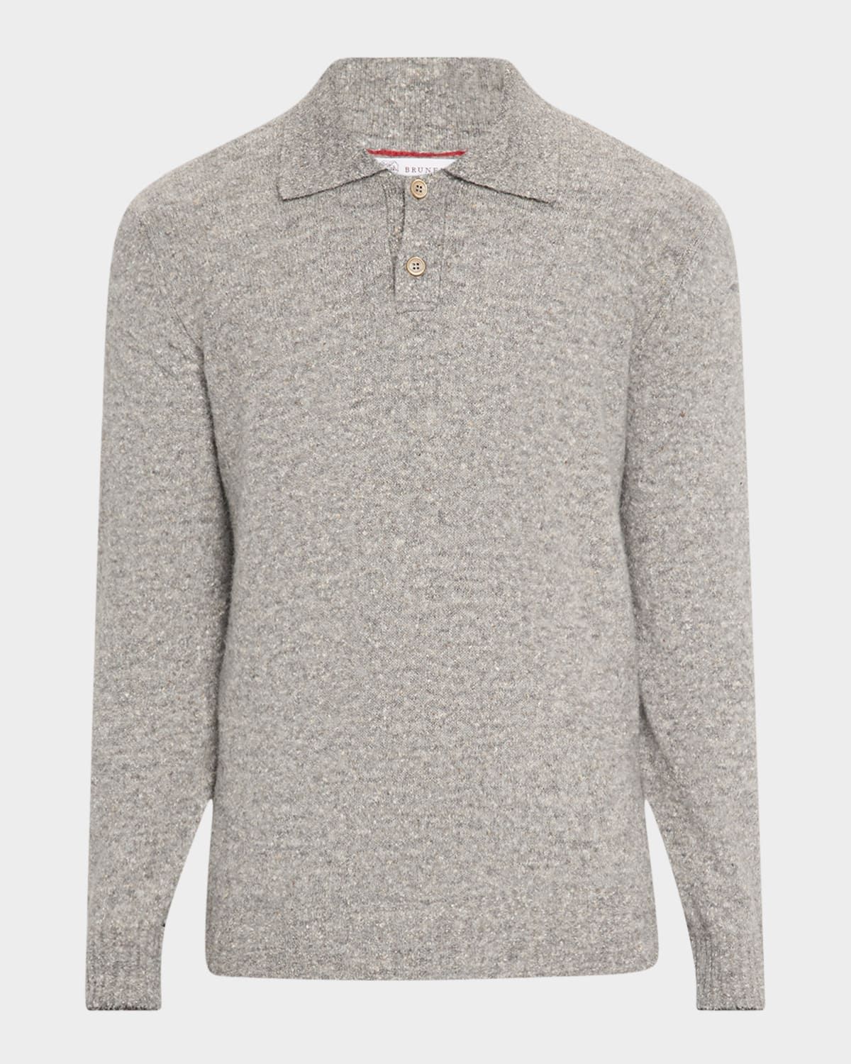 Men & apos;s Wool and Nylon Melange Polo Sweater