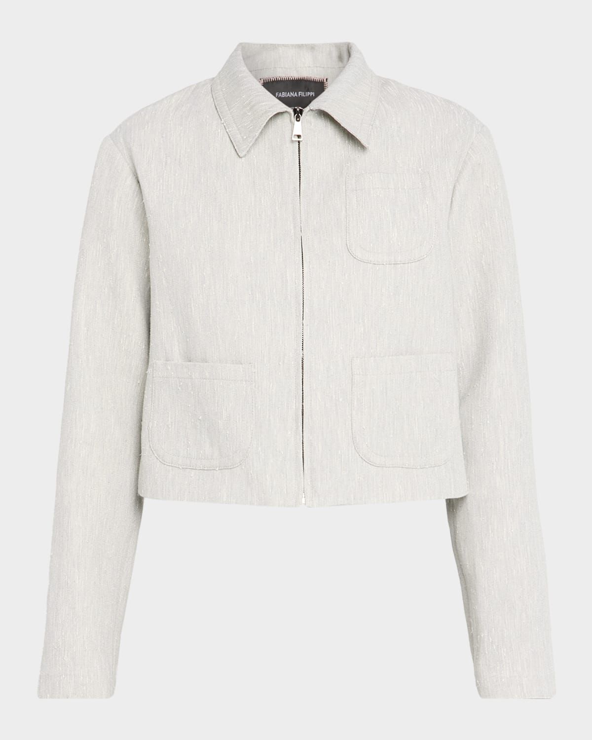 Cropped Zip-Front Fil Coupe Jacket