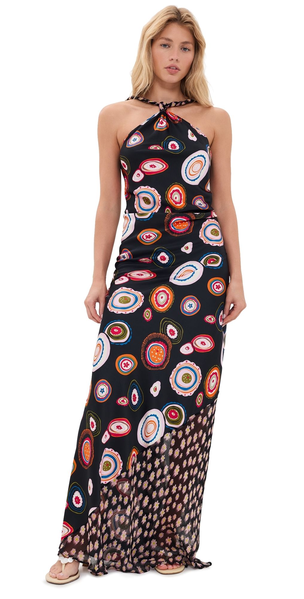 STAUD Charli Silk Dress Tapestry Midnight 00