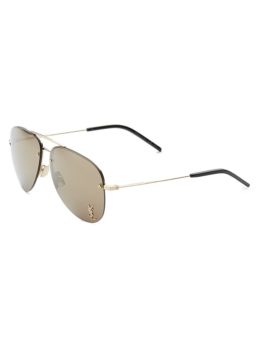 Men's 60MM Aviator Sunglasses - Gold