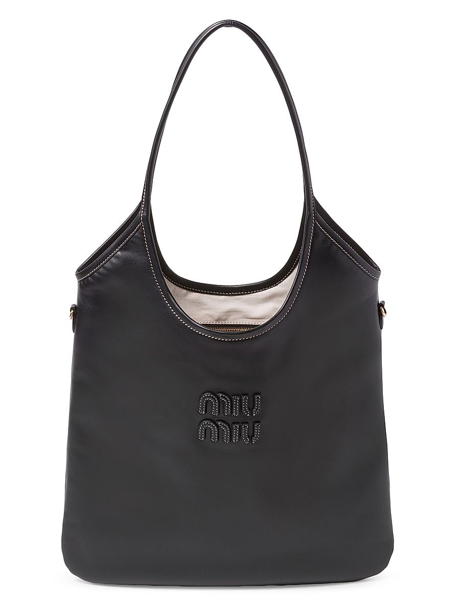 Women's Ivy Leather Shoulder Bag - Black