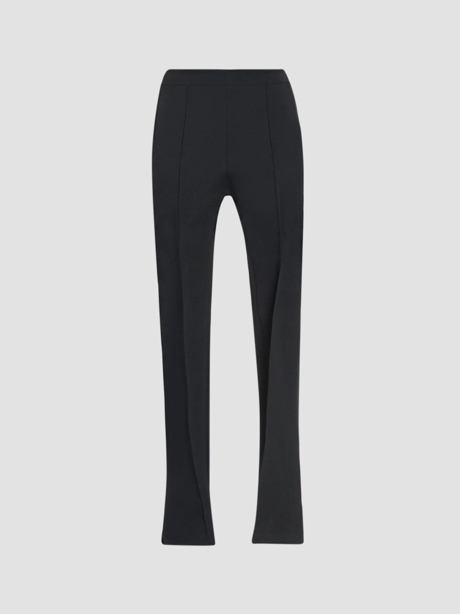 Courreges Women's Twill Seam Mid-Rise Straight-Leg Pants - Black - Size 10