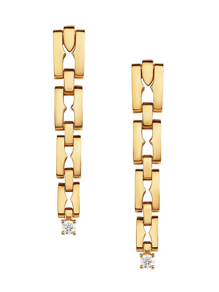 Women's B. zero1 18K Yellow Gold & 0.17 TCW Diamond Chain Earrings - Yellow Gold