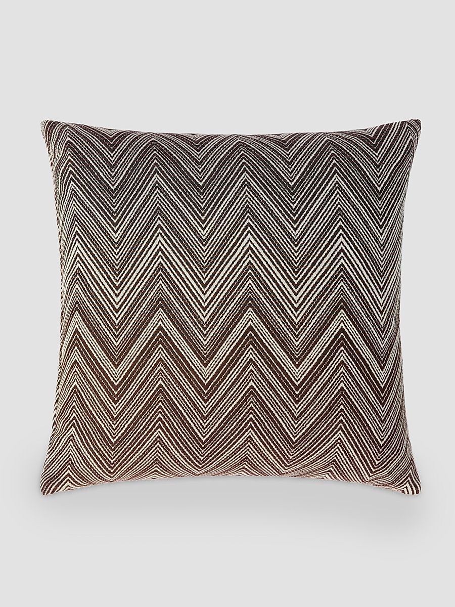Timmy Zigzag Wool Cushion - Brown White