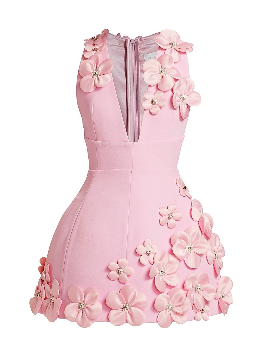 Women's Estelle Floral Applique Minidress - Blush - Size Large