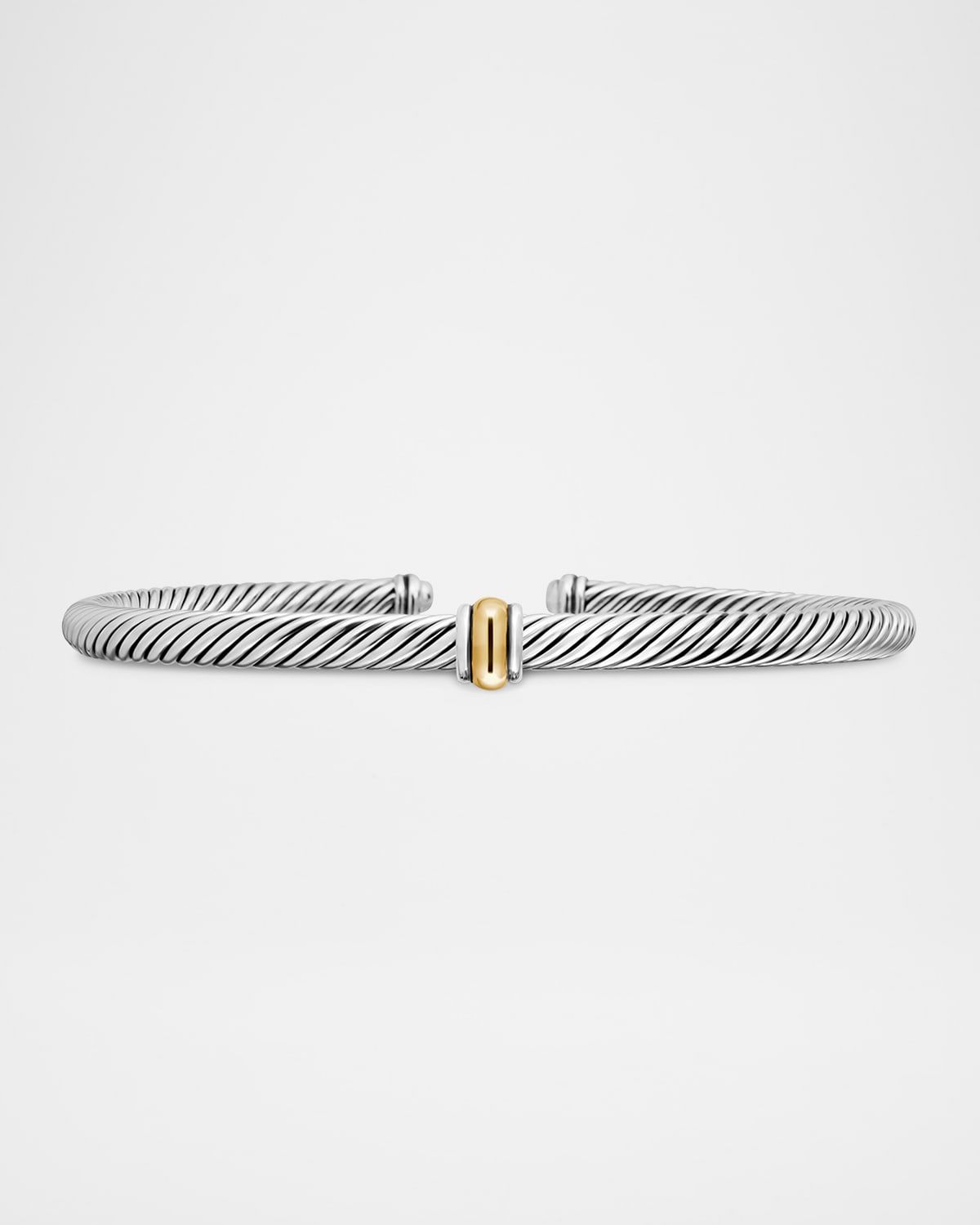 Cable Station Bracelet in Silver with 18K Gold, 4mm