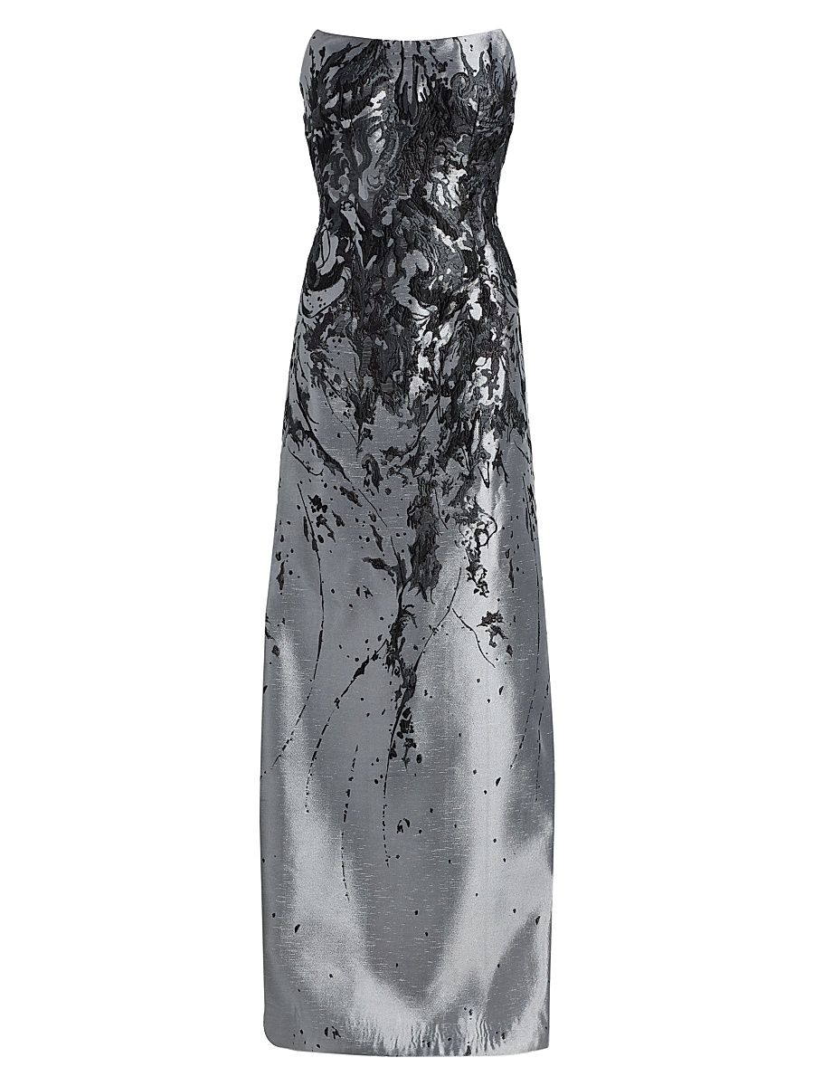 Women's Gathered Brocade Strapless A-Line Gown - Mint - Size 16