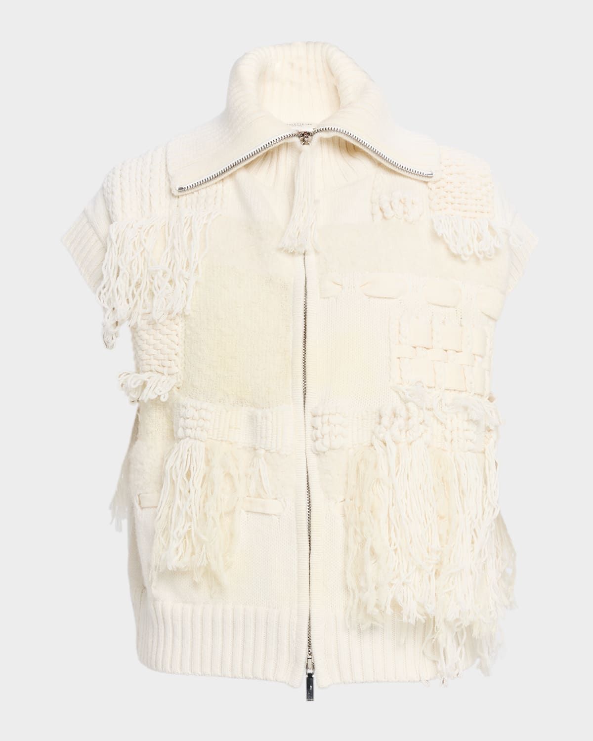 Fringed Chunky Knit Wool-Cashmere Vest