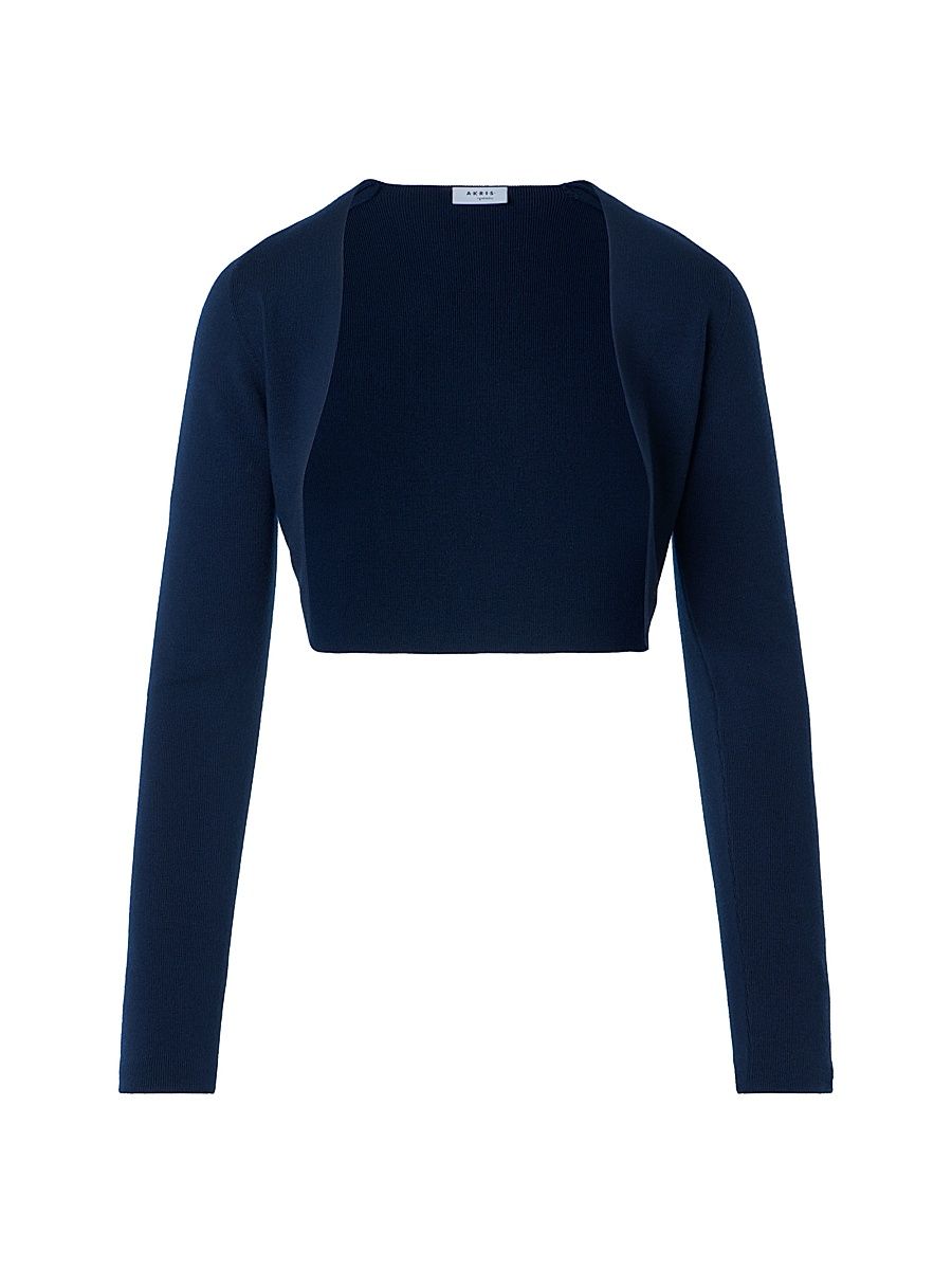 Women's Stretch-Wool Bolero - Dark Blue - Size 16