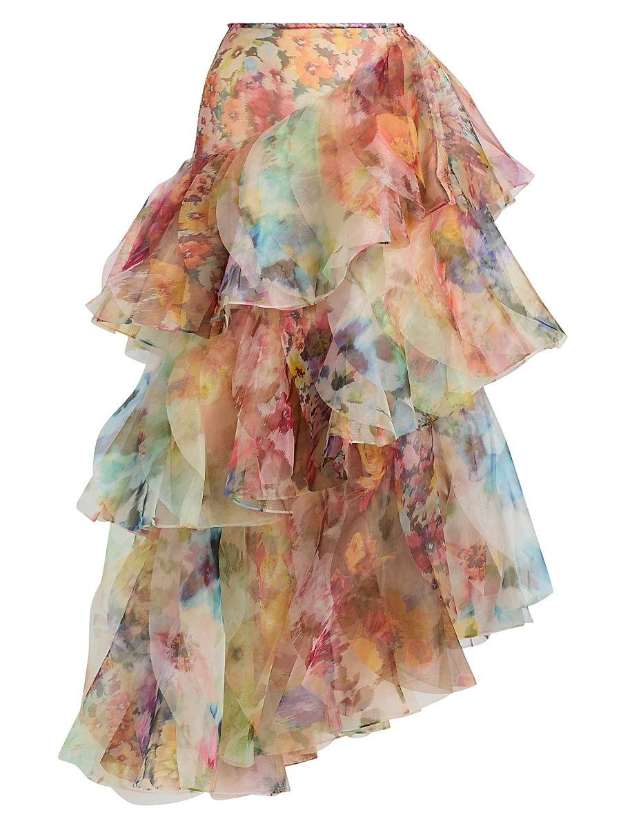 Women's Luna Fanned Maxi Skirt - Spliced Floral - Size 8