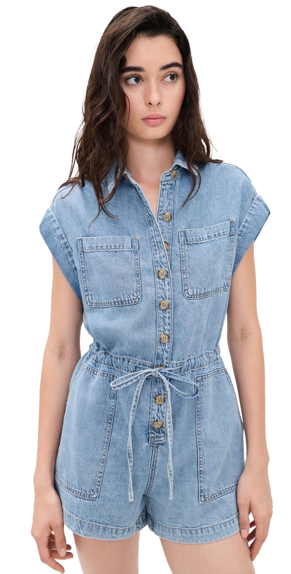 PAIGE Maliah Denim Romper Revolution 0