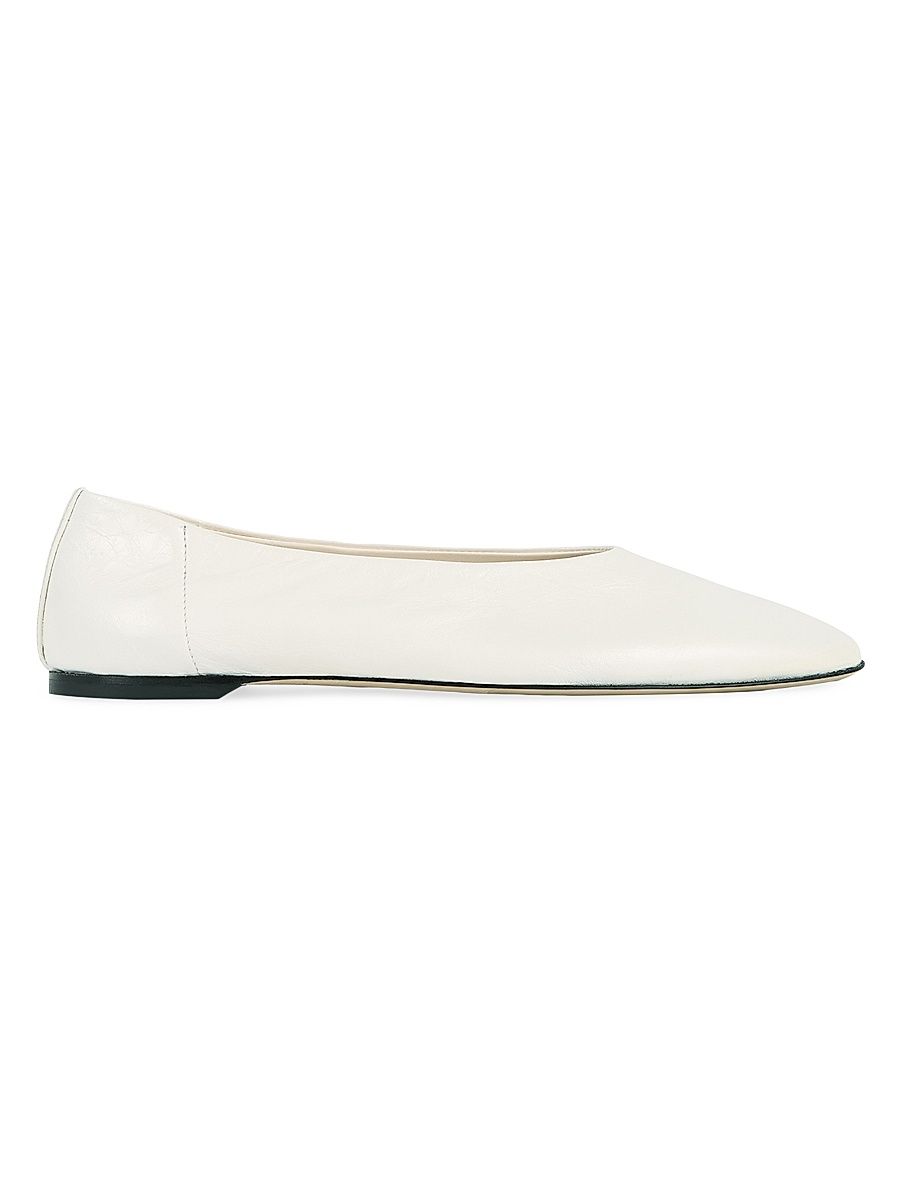 Women's Leather Ballet Flats - Off White - Size 12