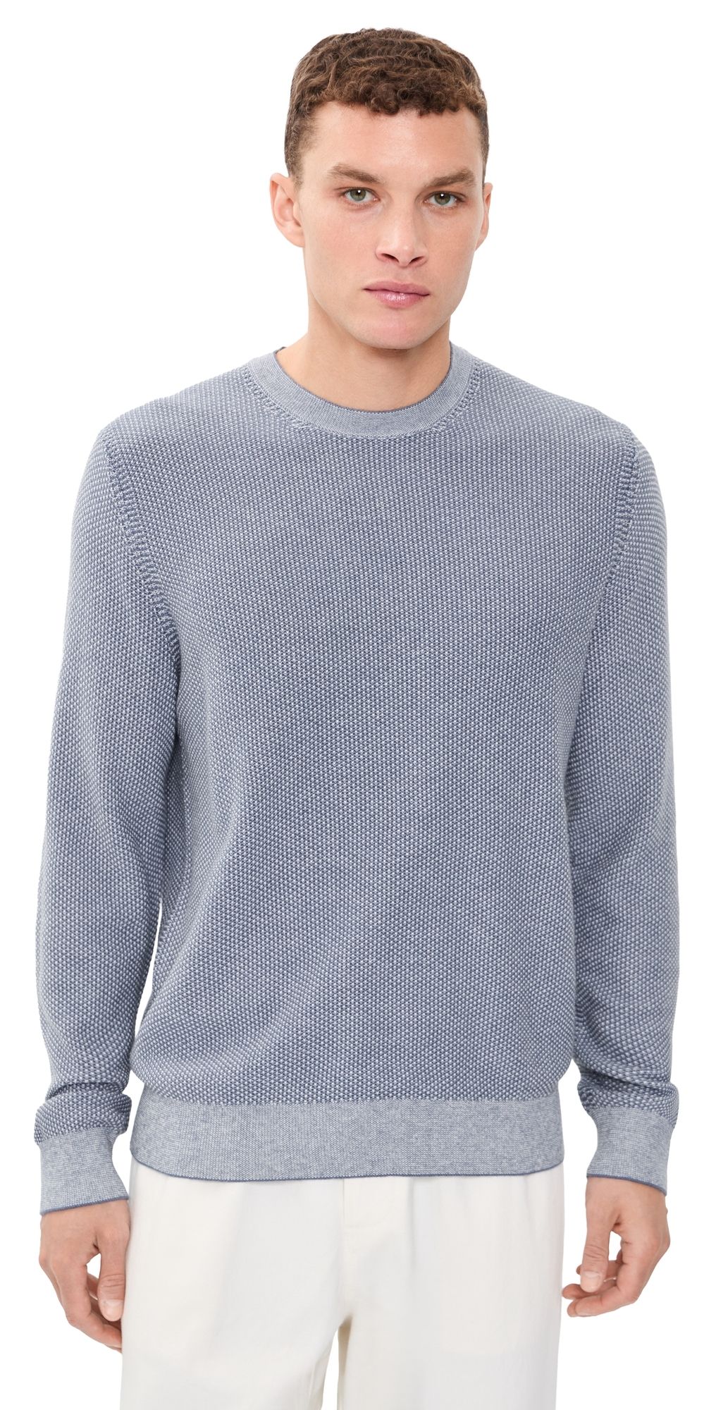 Vince Geo Jacquard Crew Neck Sweater Late Evening/Classic Cream XXL