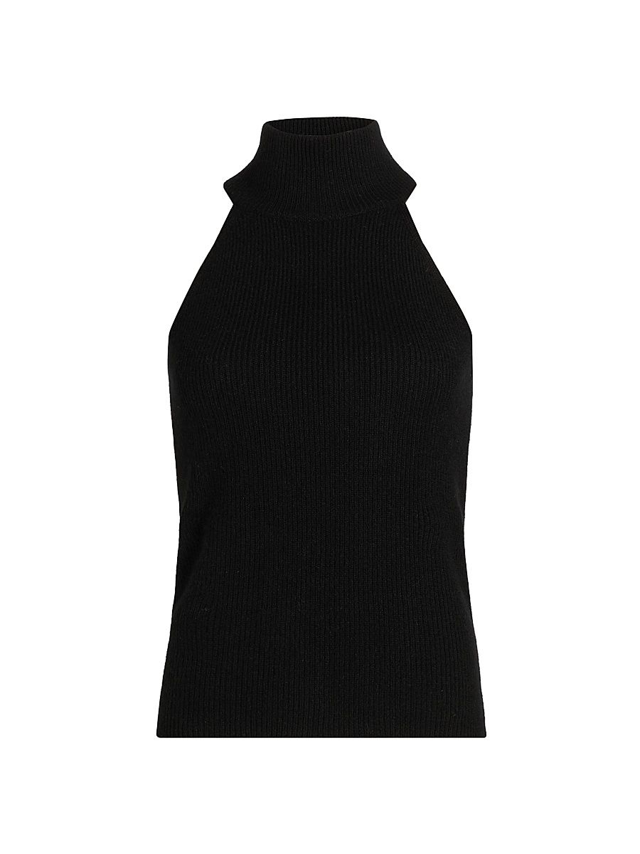 Women's Freya Cashmere Turtleneck Tank - Black - Size Medium
