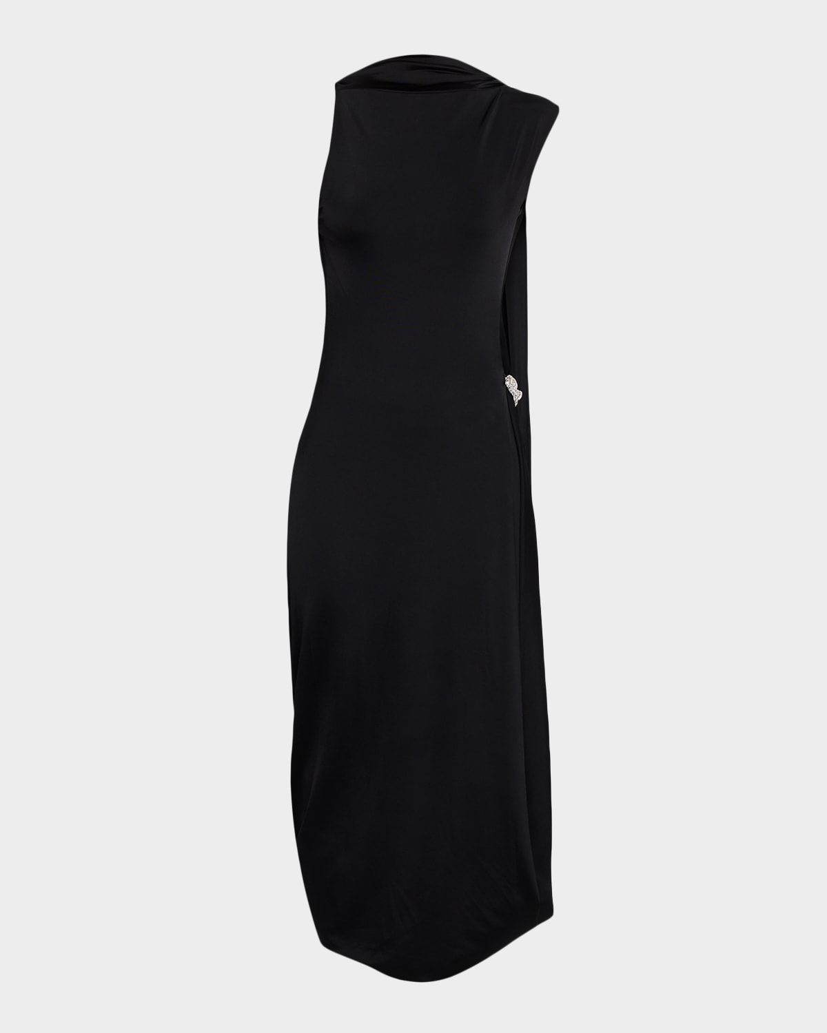 Sleeveless Twisted Drape Backless Midi Dress