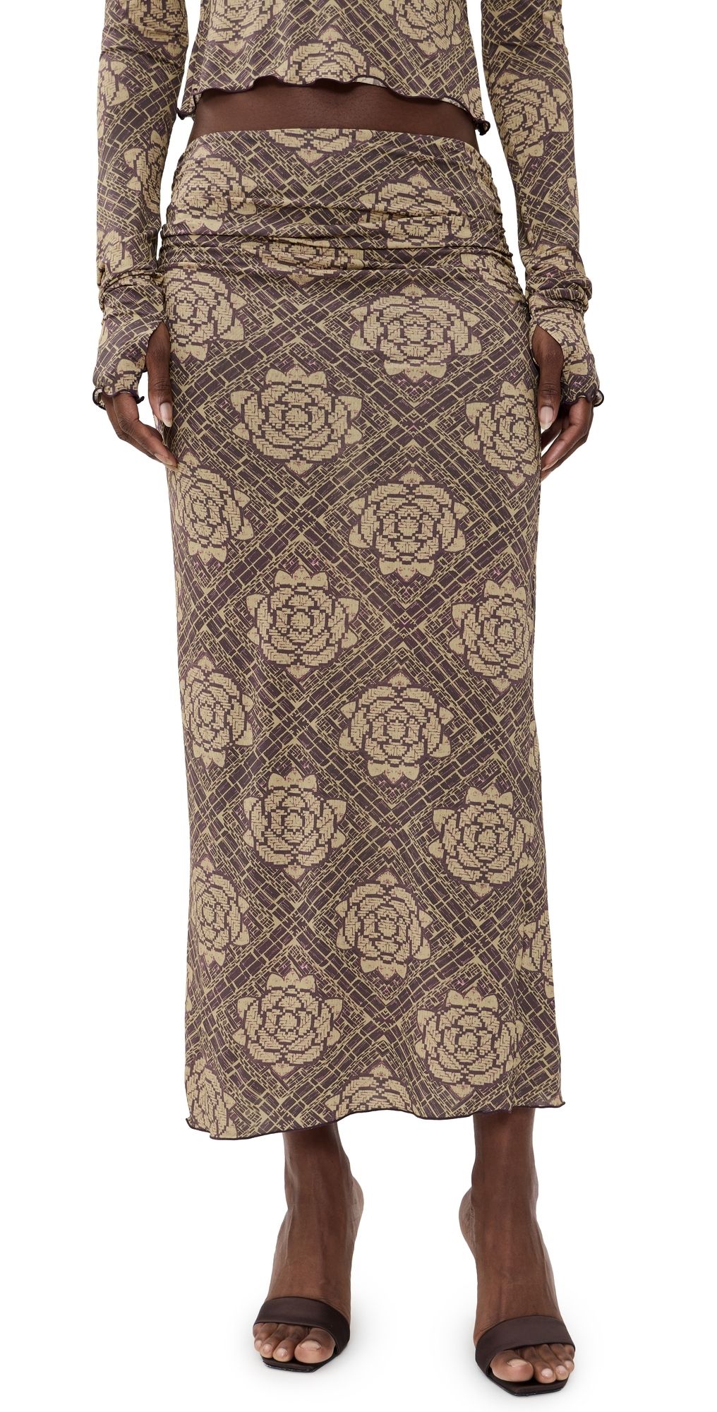 SIR. Isola Midi Skirt Rose Parquet Plum 1