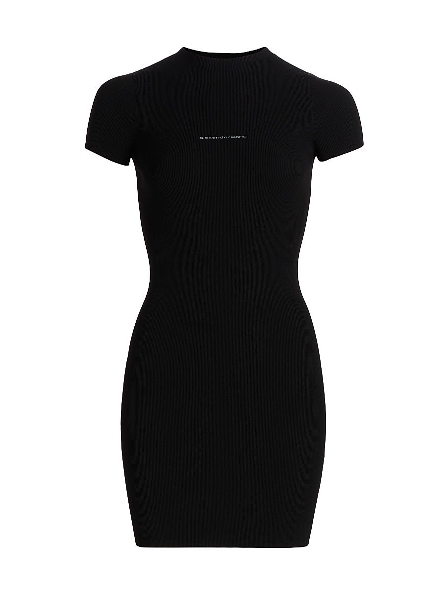 Women's Jacquard Logo Crewneck Minidress - Black - Size Large