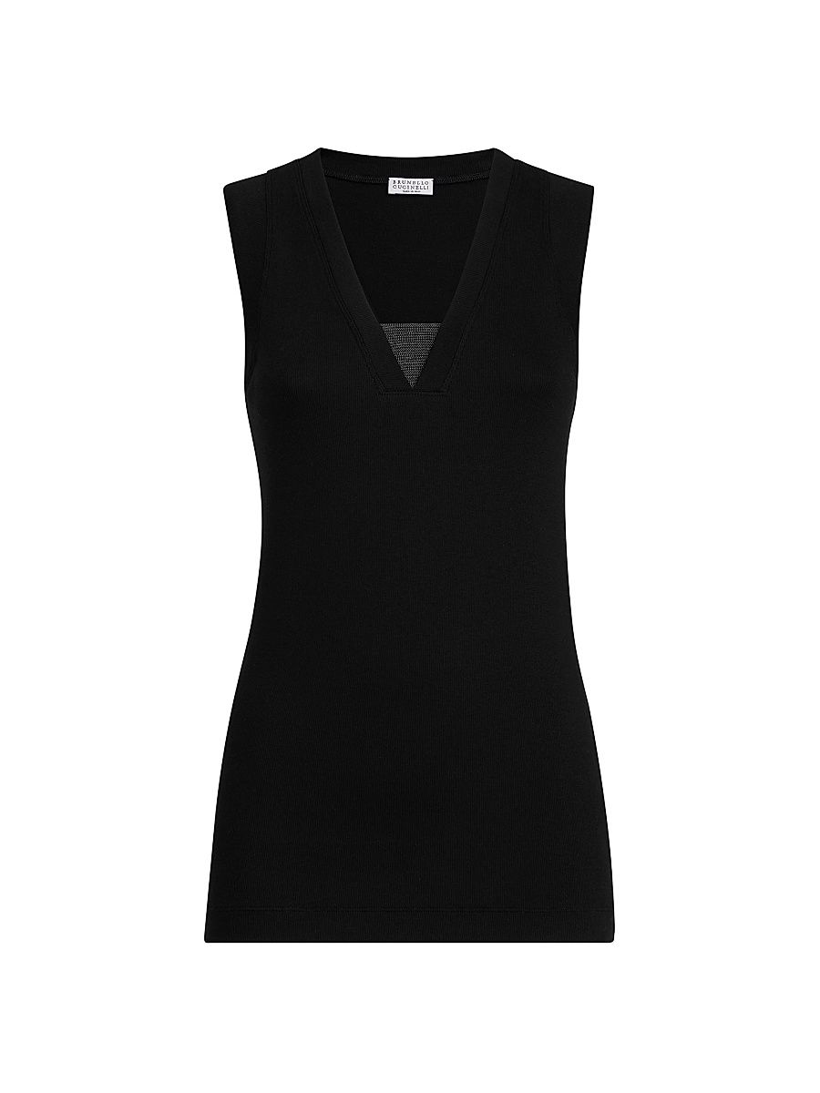 Women's Stretch Cotton Jersey T-Shirt with Precious Faux Layering - Black - Size XXL