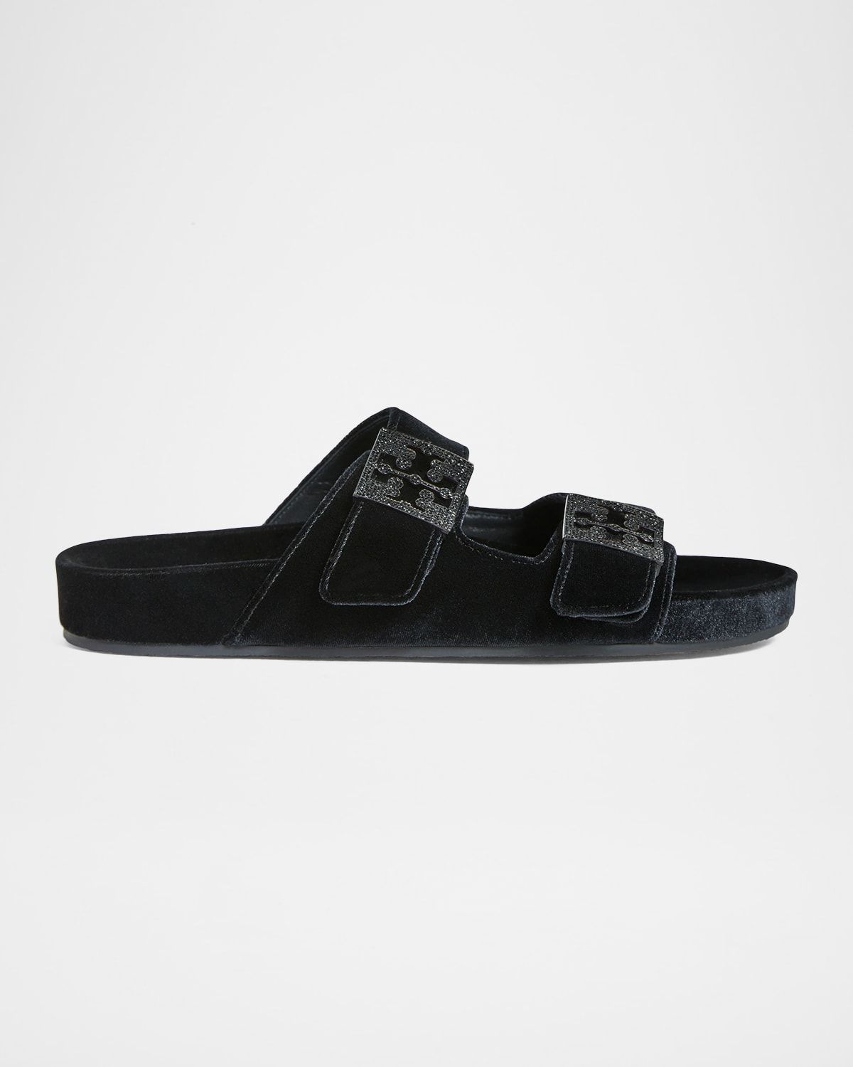 Mellow Pave Velvet Dual-Buckle Slide Sandals