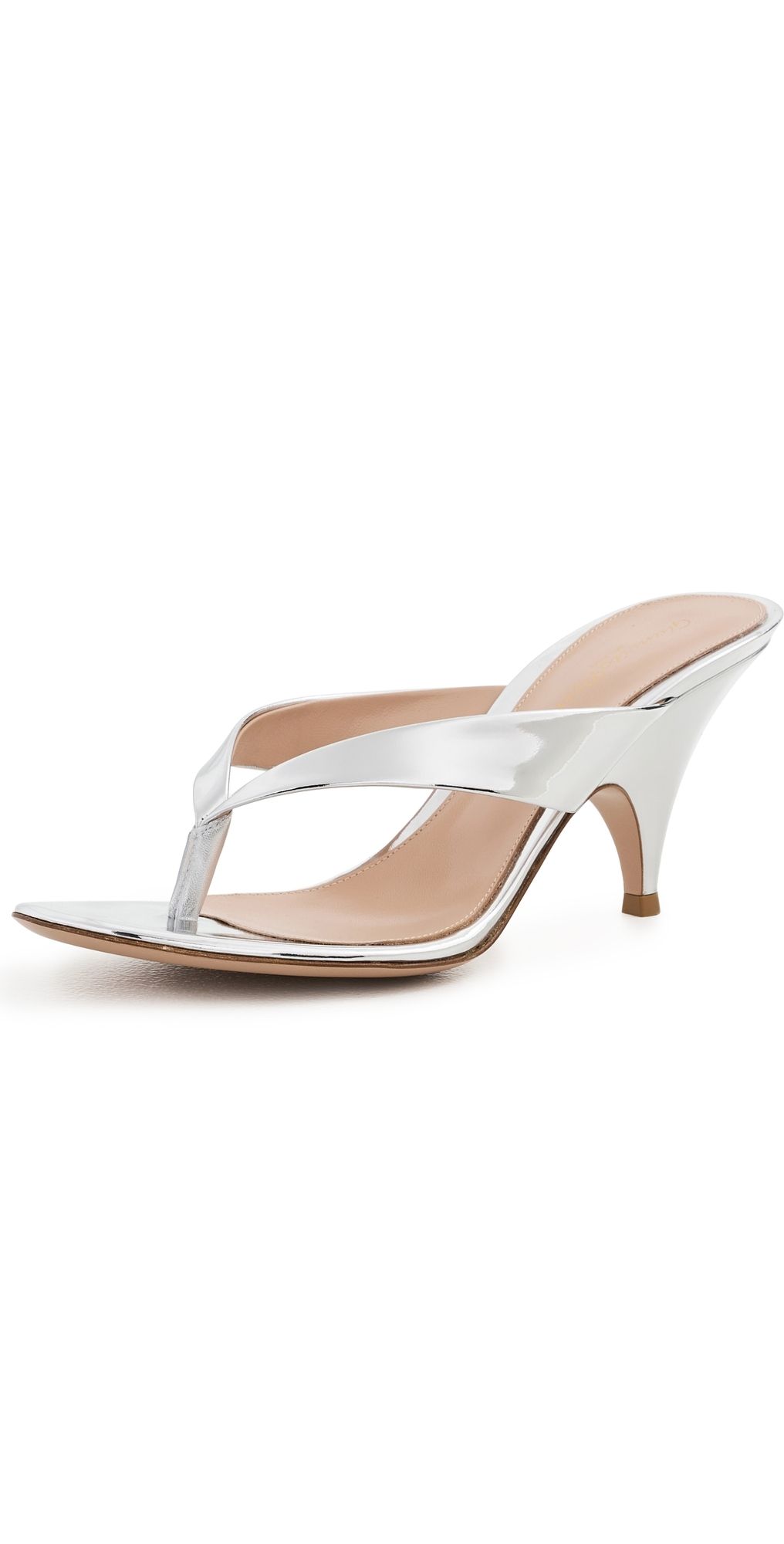 Gianvito Rossi Leather Thong Sandals Silver 37
