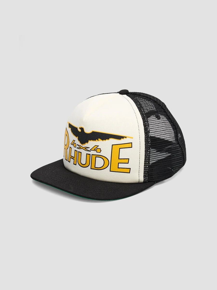 Rhude Men's 4x4 Spirit Trucker Hat - Black White Yellow