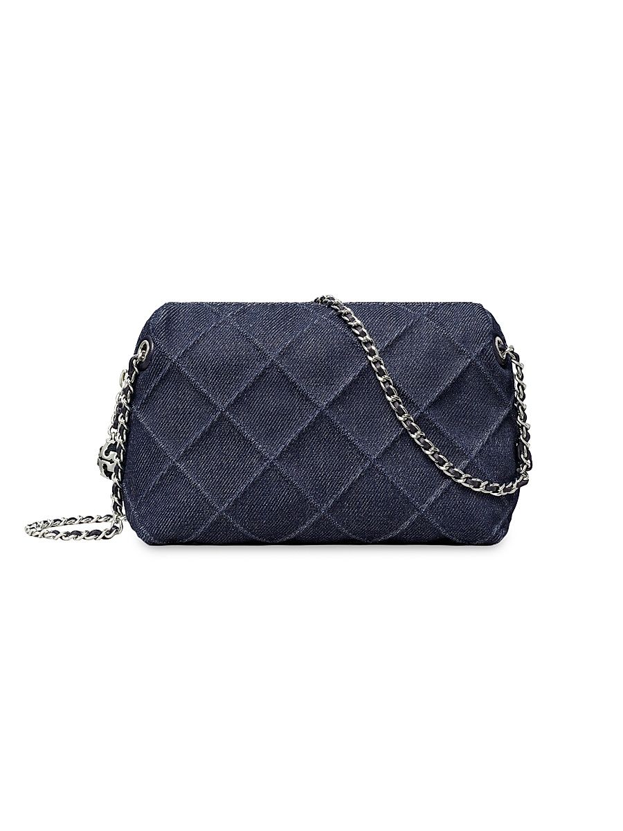 Women's Fleming Diamond-Quilted Denim Crossbody Bag - Blue