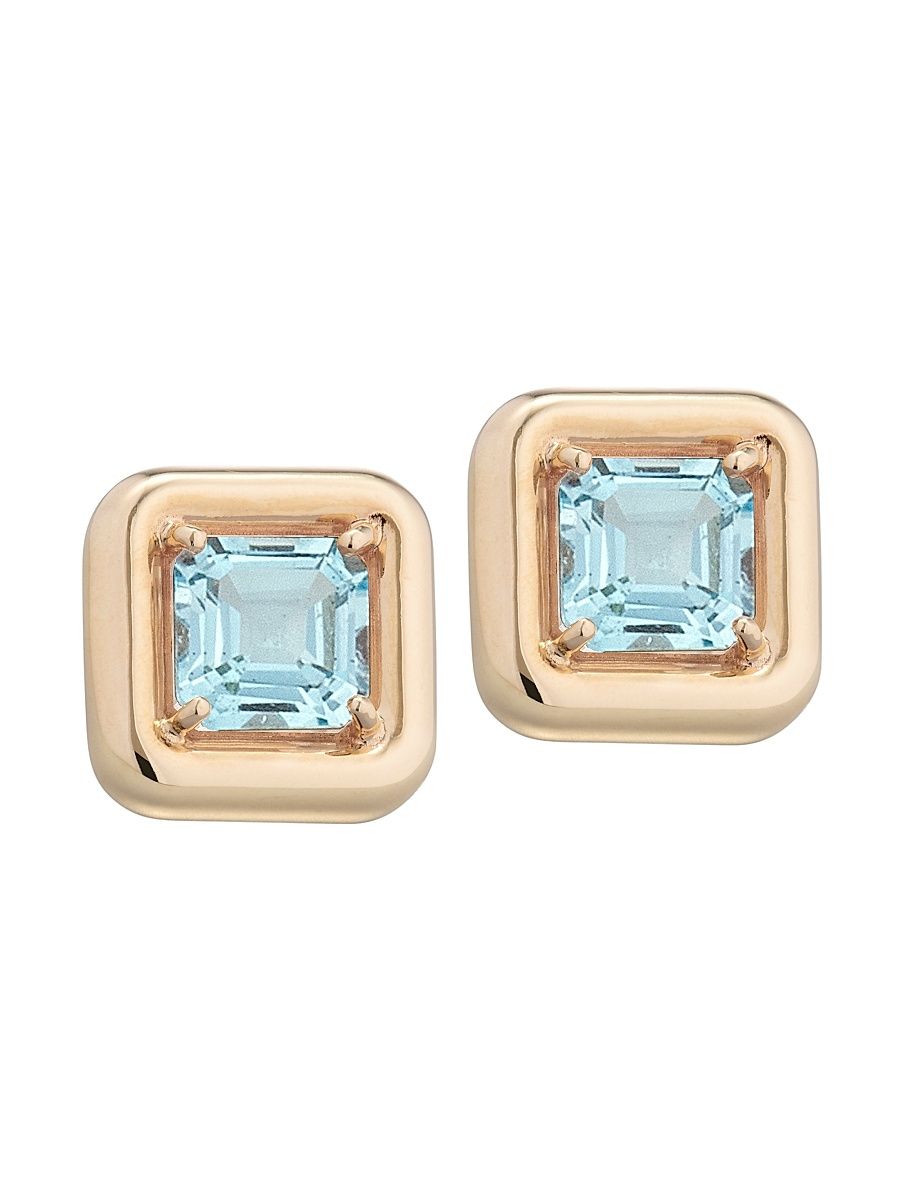 Women's Candy 9K Yellow Gold & Rock Crystal Square Earrings - Rock Crystal