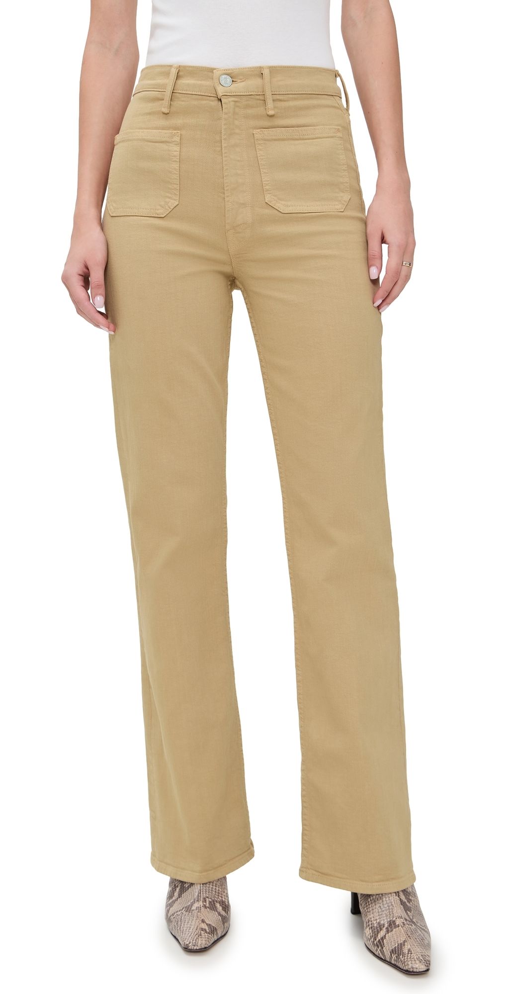 MOTHER High Waisted Patch Pocket Bookie Sneak Jeans Devil May Care Latte 28