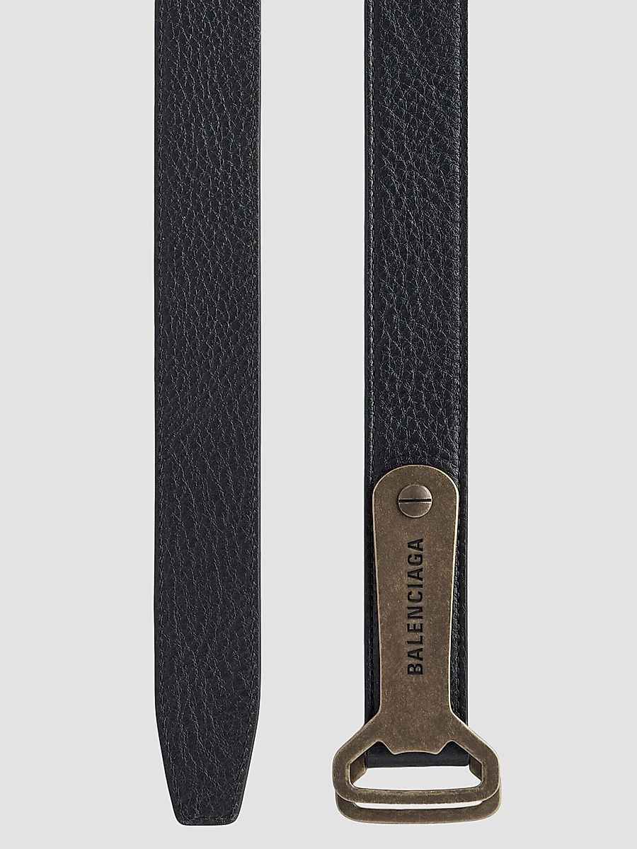 Balenciaga Men's Bottle Opener D Ring Belt - Black