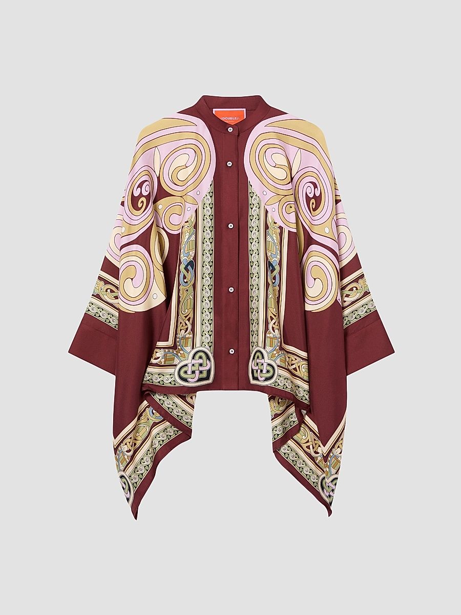 Women's Foulard Shirt - Kells Swirl Burgundy - Size XL