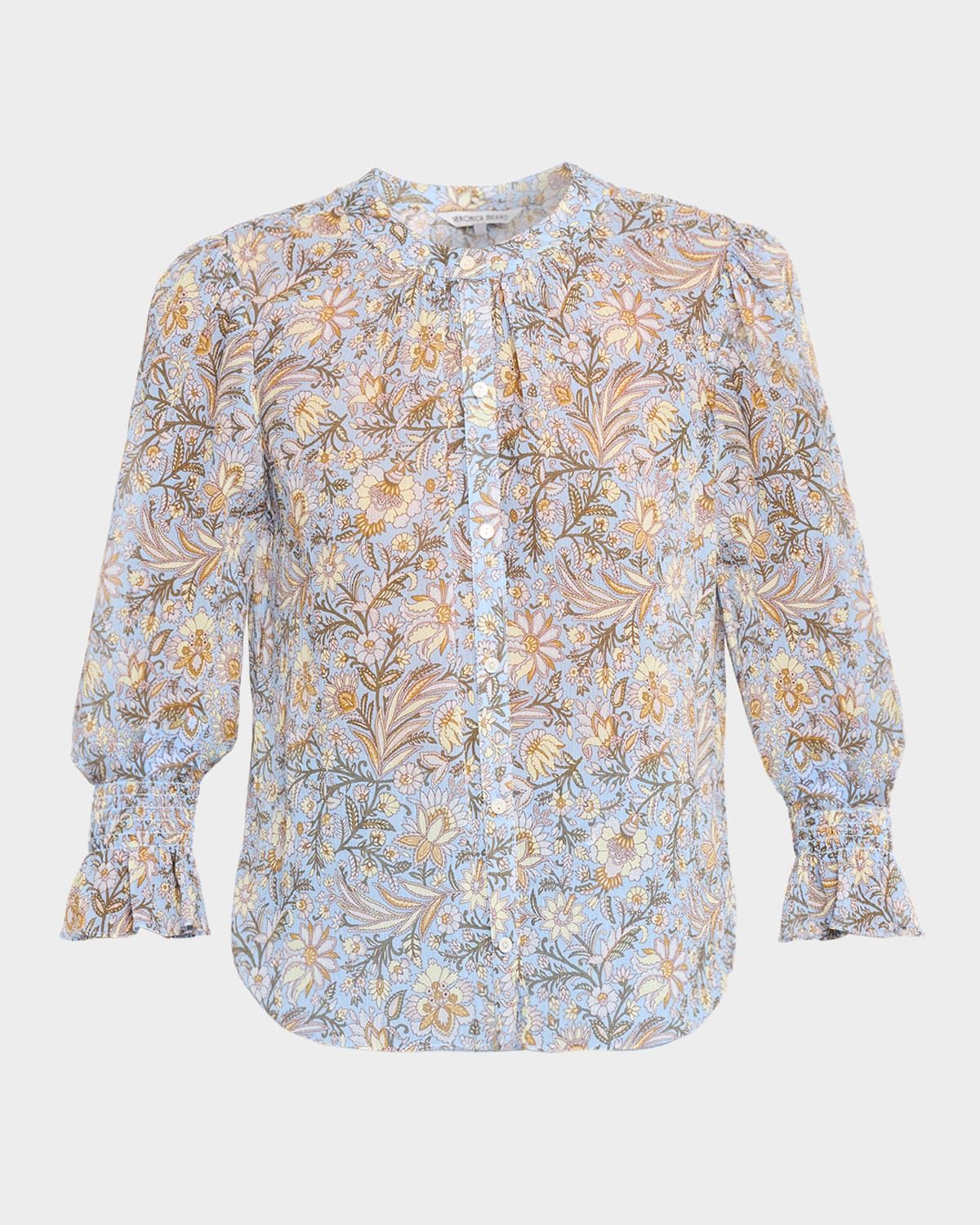 Ashlynn Floral Chiffon Button-Front Blouse