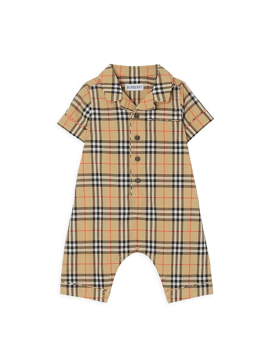 Baby Boy's Check Coveralls - Sand - Size 6 Months