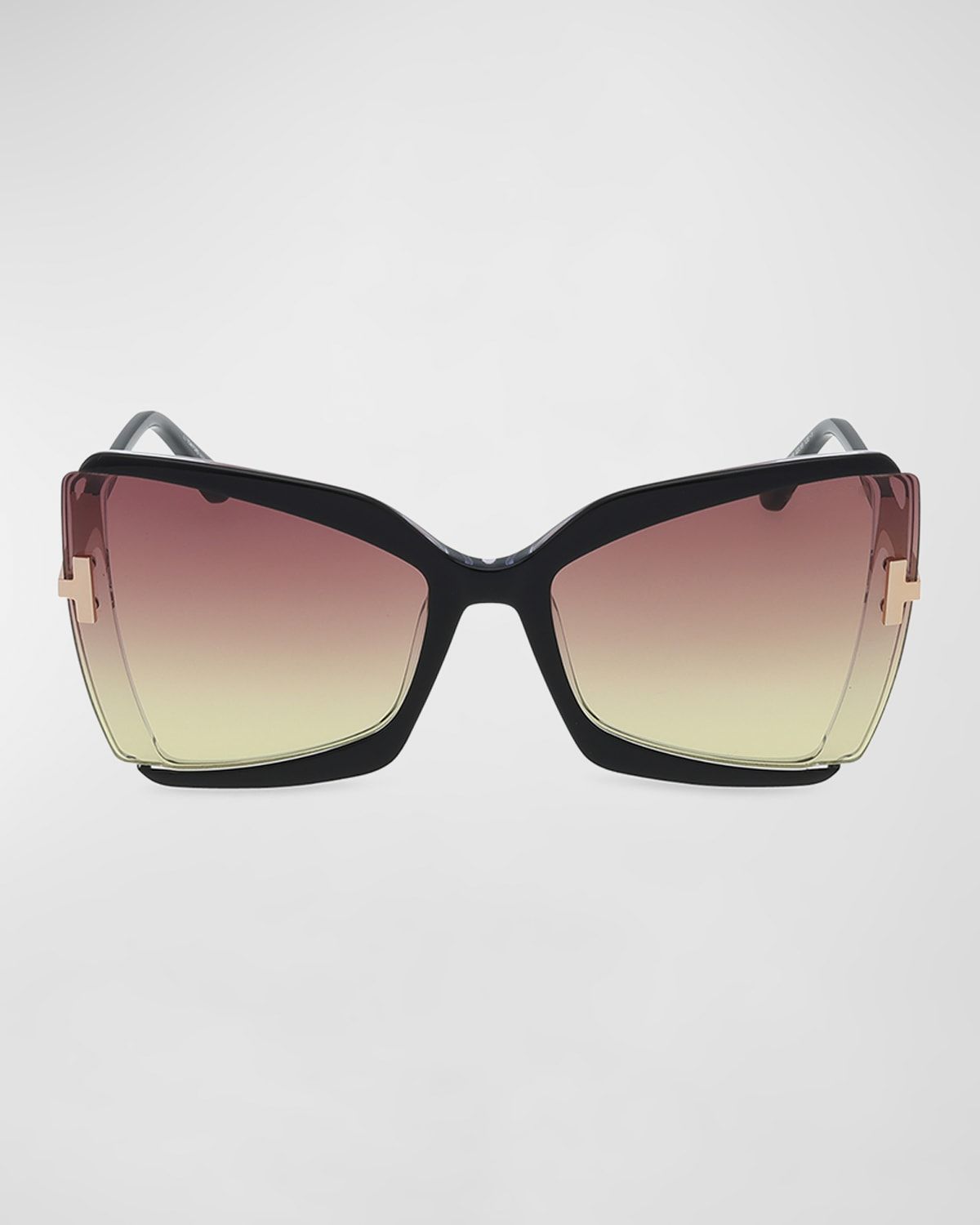 Gia Semi-Rimmed Acetate Butterfly Sunglasses