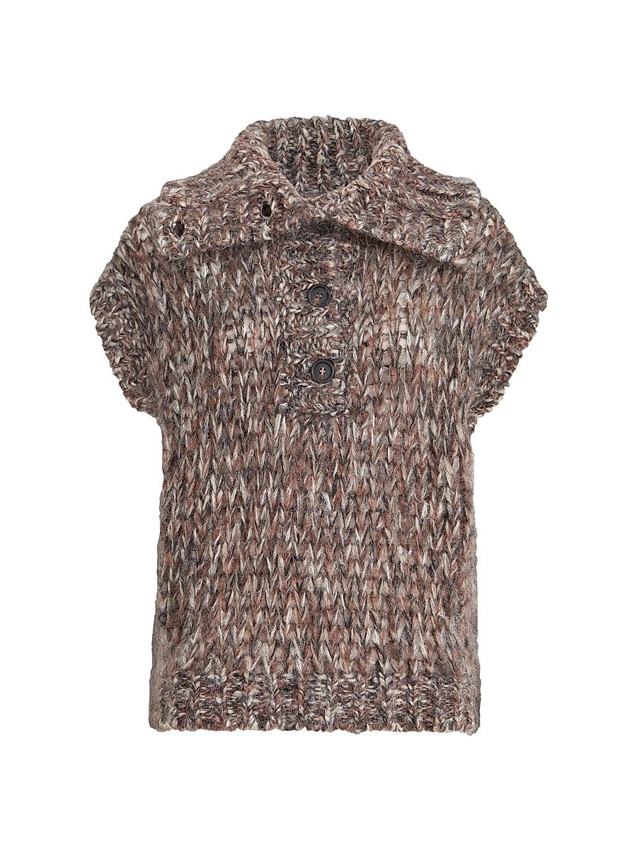 Women's Malfilé Mohair Turtleneck Sweater Vest - Bark - Size XXL