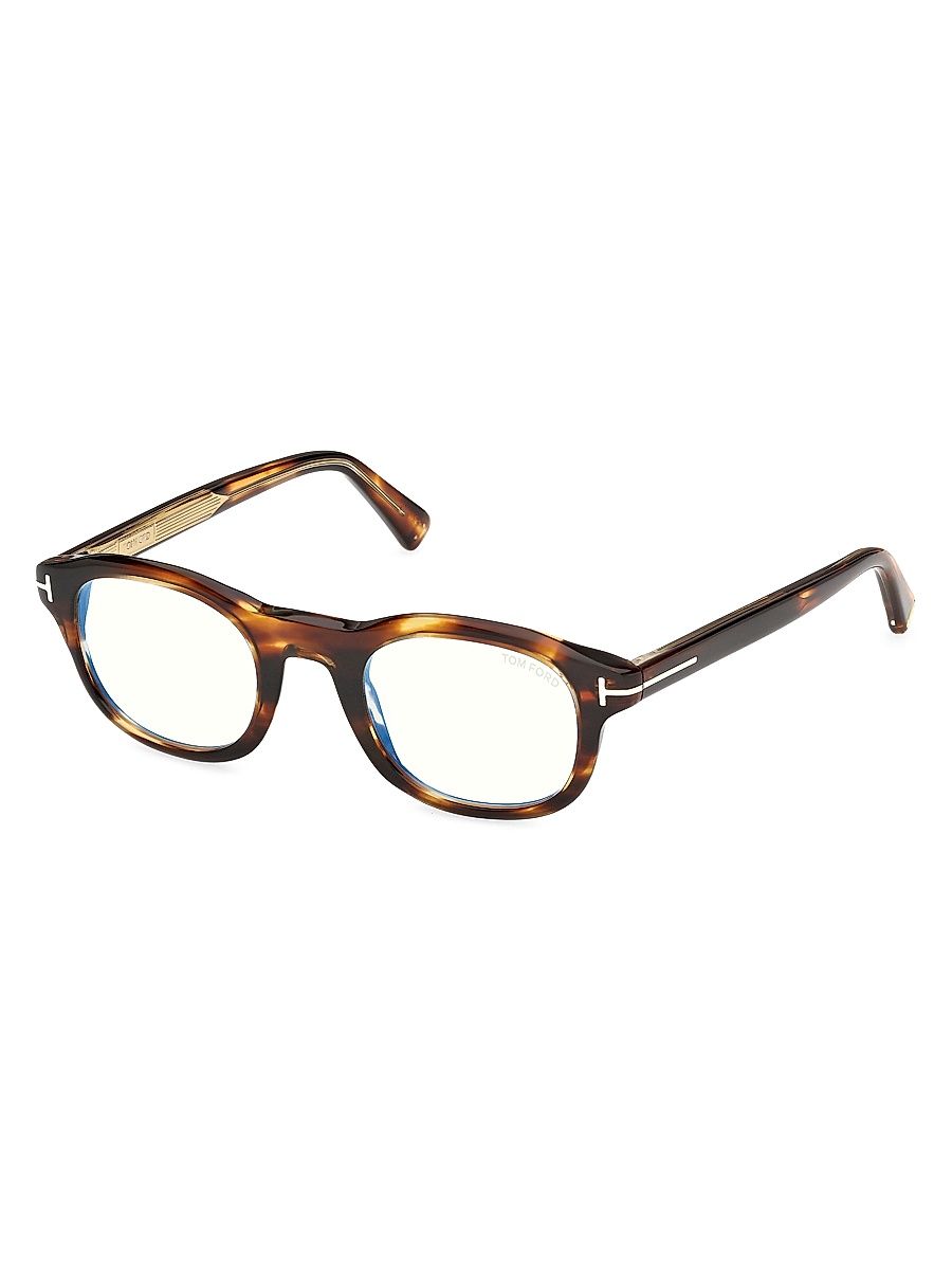 Men's 47MM Blue Block Square Eyeglasses - Brown
