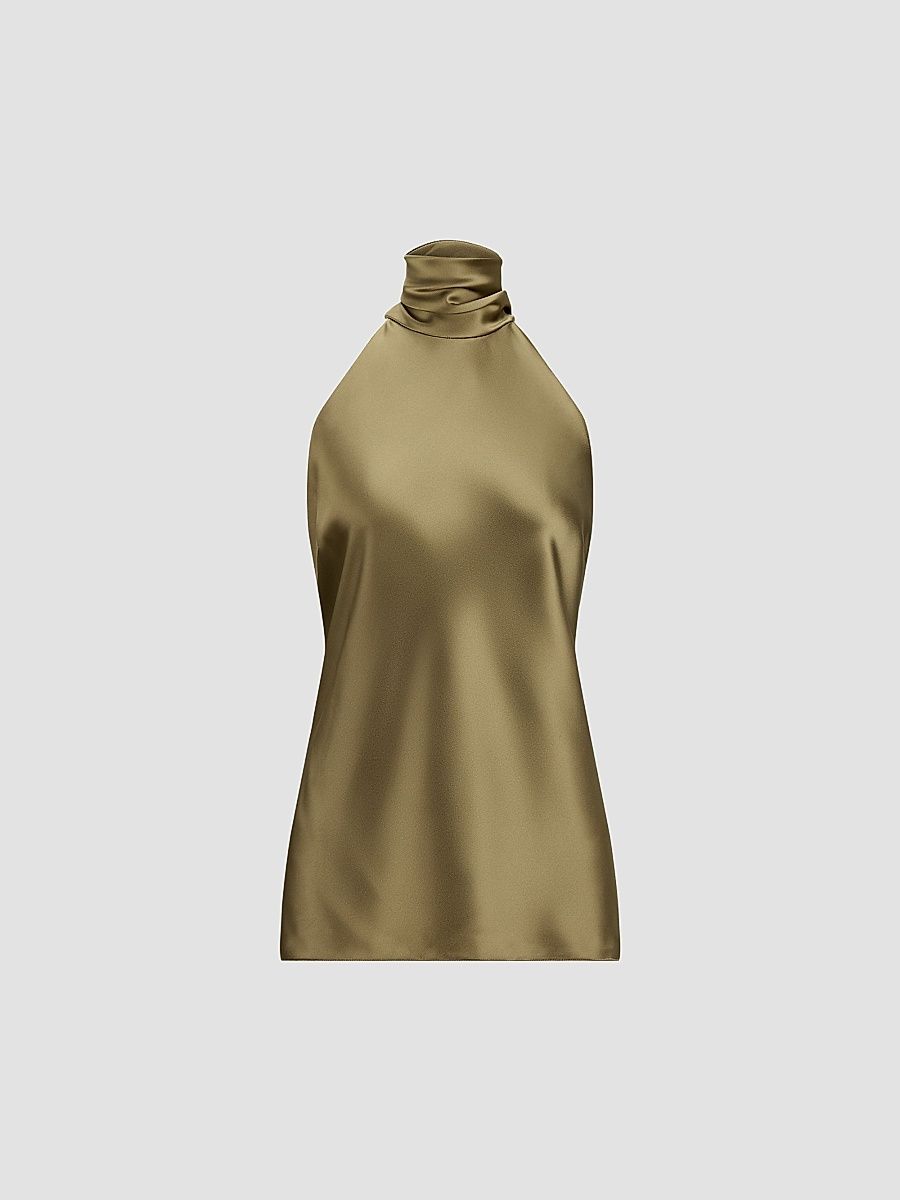 Women's Chilton Satin Halter Blouse - Porcini - Size 8