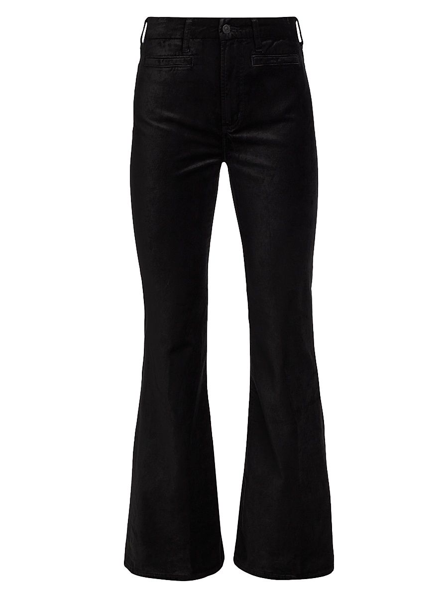 Women's Lilah Flared Velvet Pants - Black - Size 32