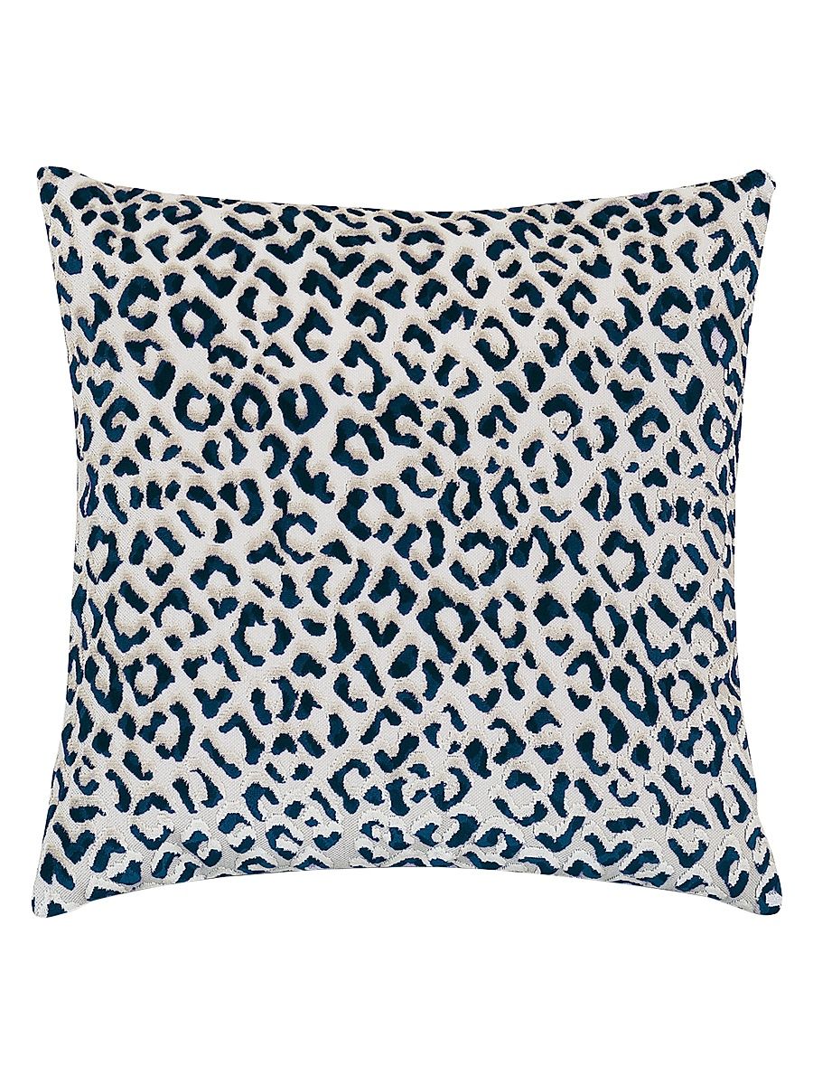 Moray Leopard-Print Handcrafted Pillow - Navy