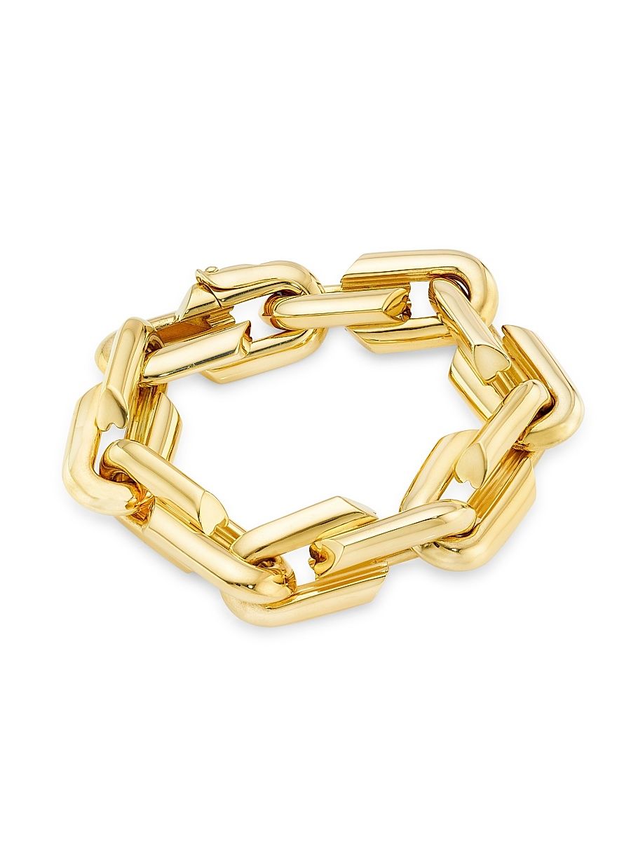 Women's Strong Hearts 18K Yellow Gold Oversized Love Link Bracelet - Yellow Gold