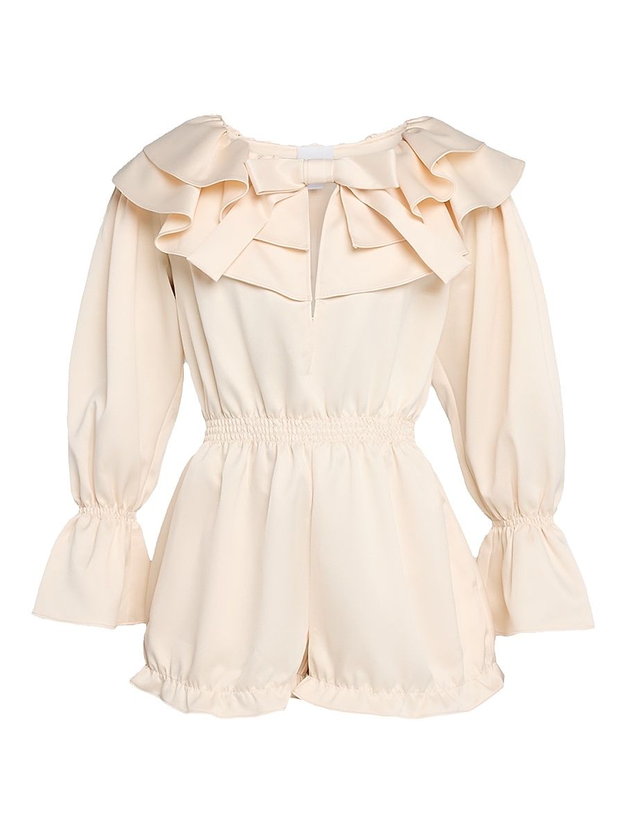 Women's Gemma Long-Sleeve Satin Romper - Cream - Size 12
