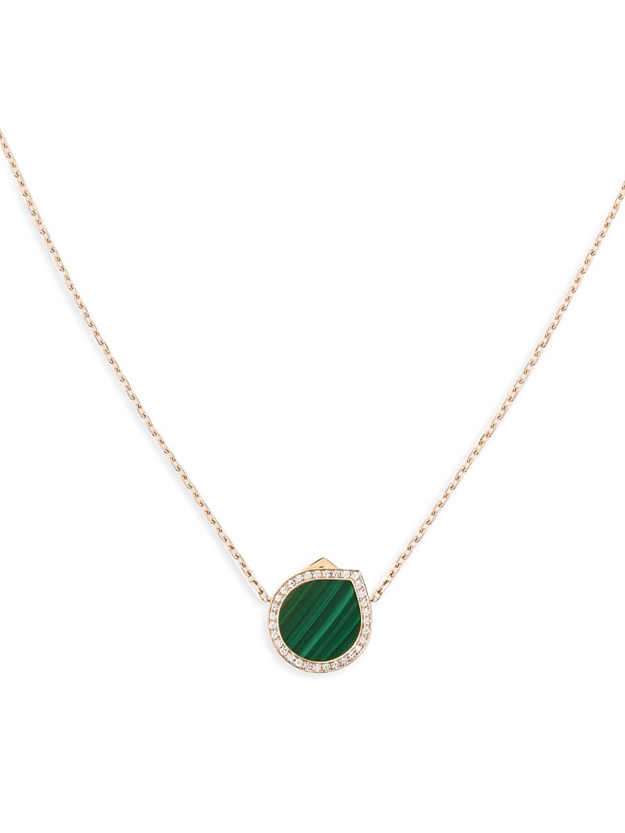 Women's Antifer 18K Rose Gold, Malachite & 0.18 TCW Diamond Pendant Necklace - Mala