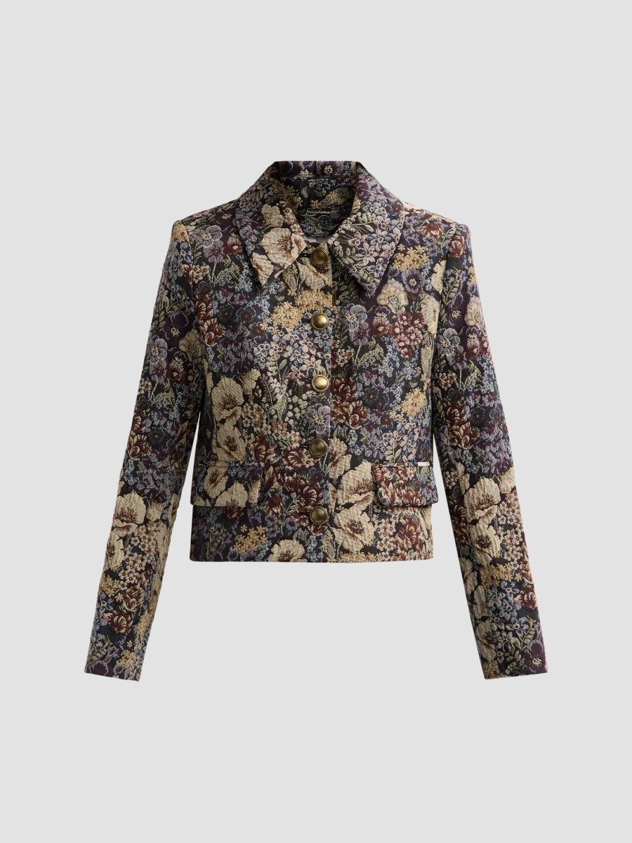 Veronica Beard Women's Mabel Floral Short Jacket - Dark Eggplant Multi - Size XL