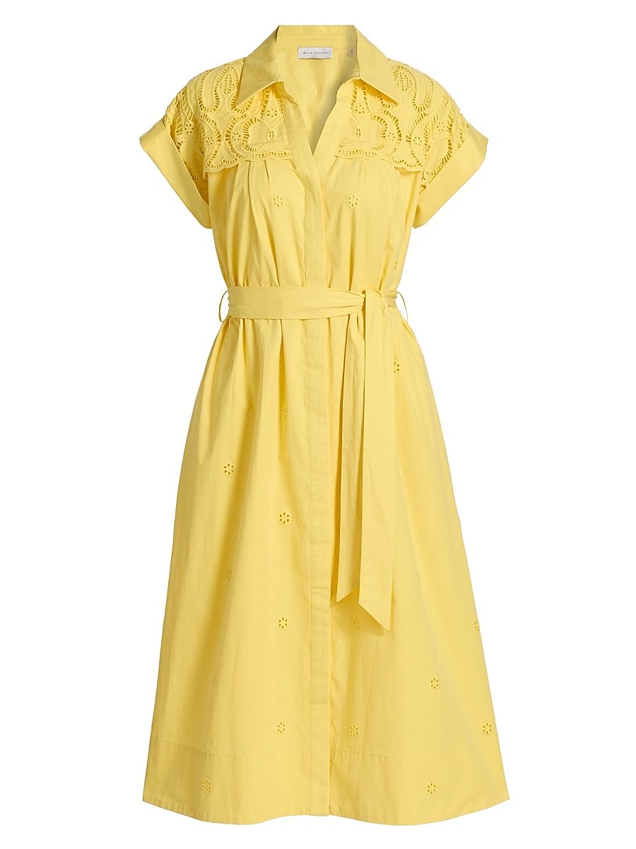 Women's The Freya Belted Cotton Midi-Shirtdress - Palace Yellow - Size 16