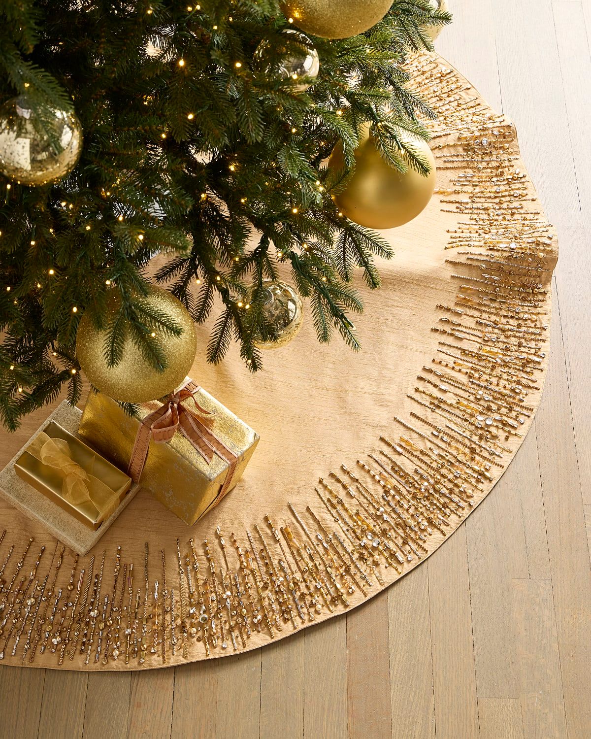 Gold Beaded 54" Tree Skirt
