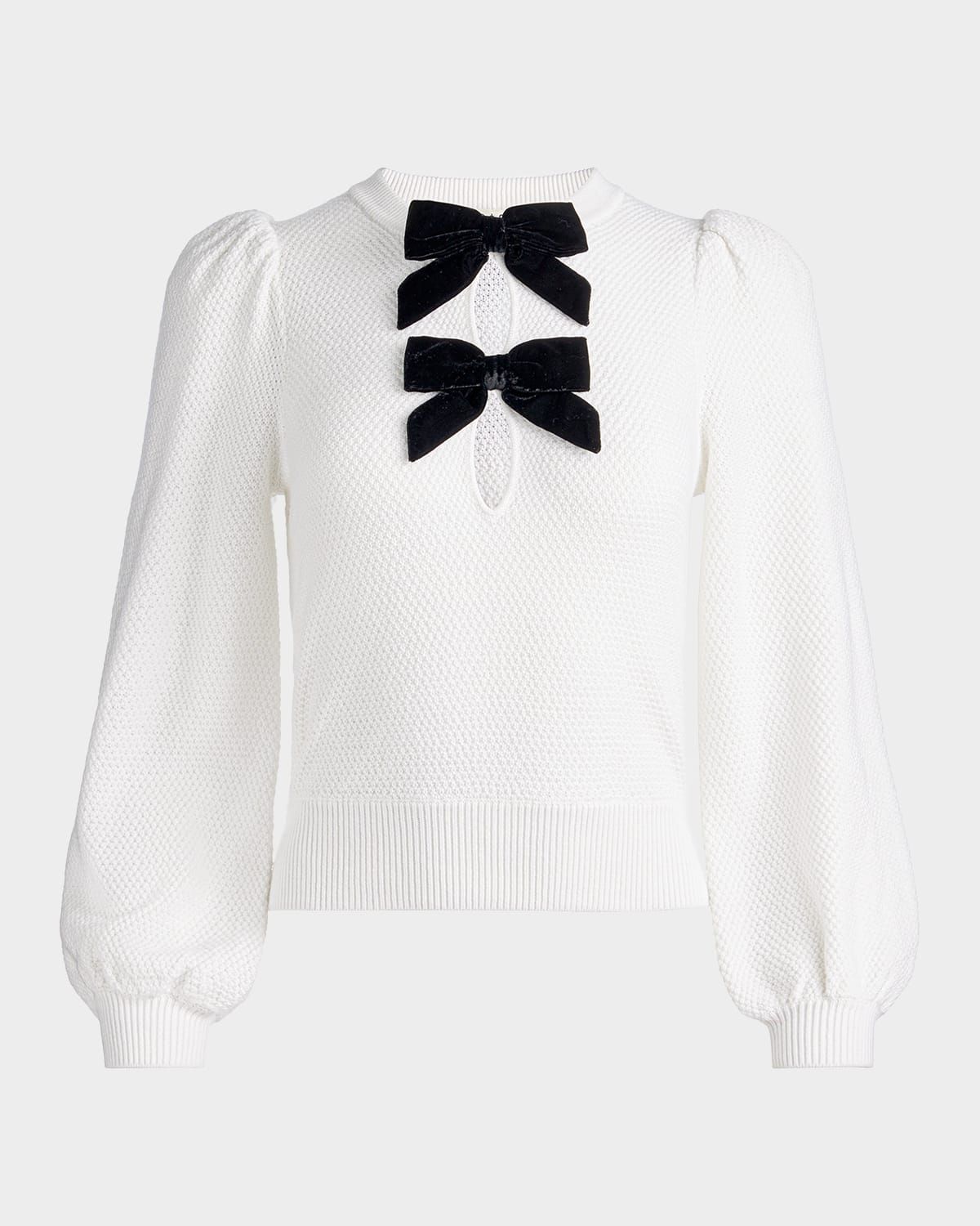 Doris Pointelle Puff-Sleeve Sweater