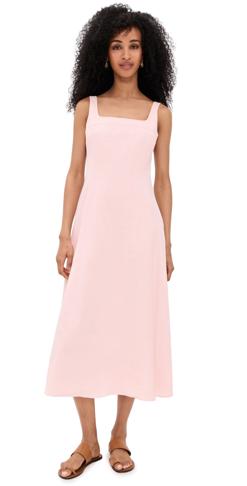 Theory Square Neck Seamed Dress Warm Pink 4